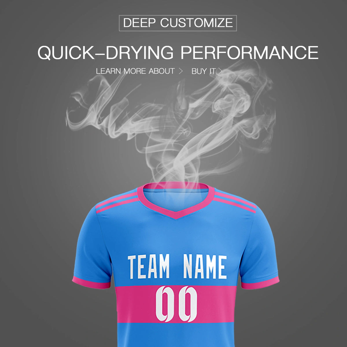 Custom Powder Blue-Pink Breathable Soccer Sets Jersey