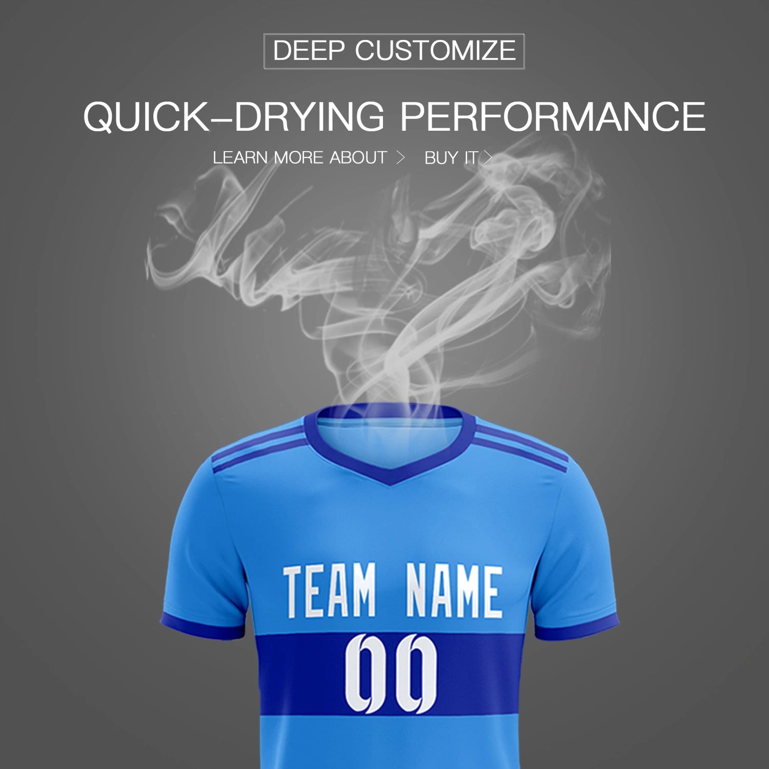 Custom Powder Blue-Royal Blue Breathable Soccer Sets Jersey