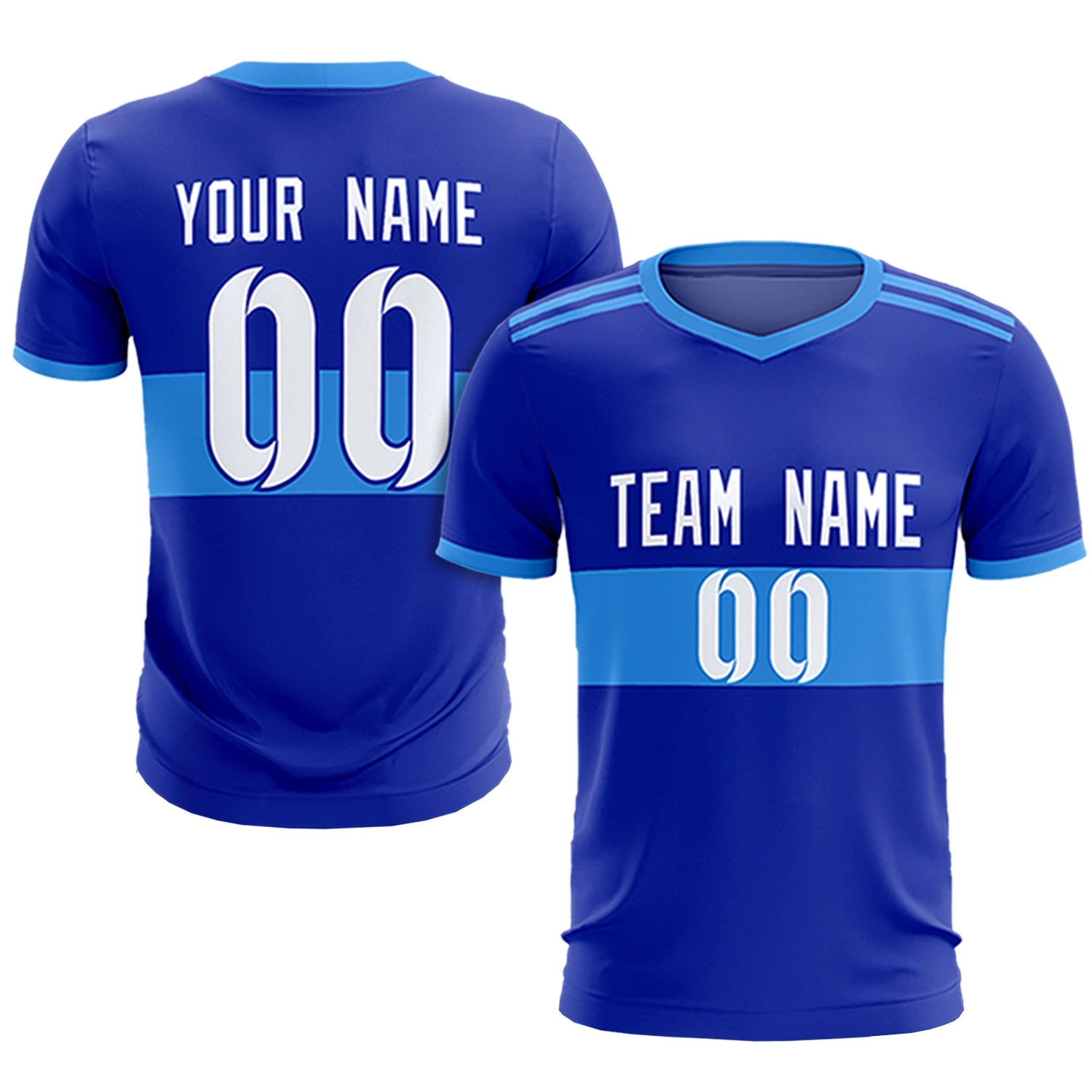 Custom Royal Blue-Powder Blue Breathable Soccer Sets Jersey