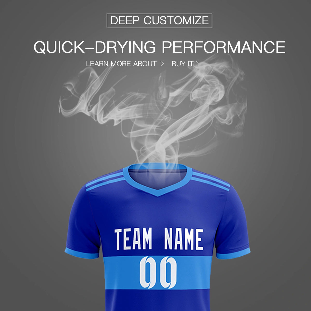 Custom Royal Blue-Powder Blue Breathable Soccer Sets Jersey