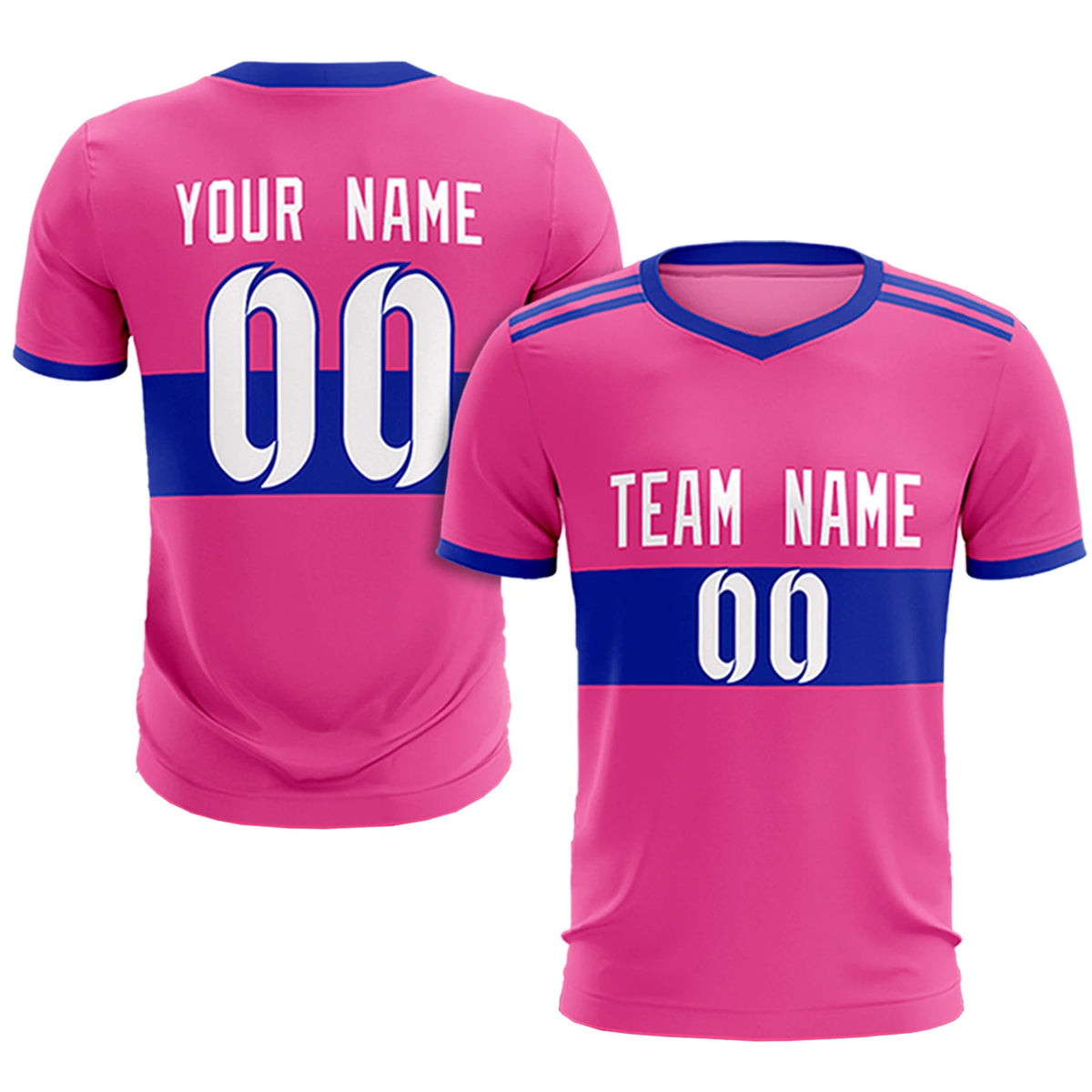 Custom Pink-Royal Blue Breathable Soccer Sets Jersey