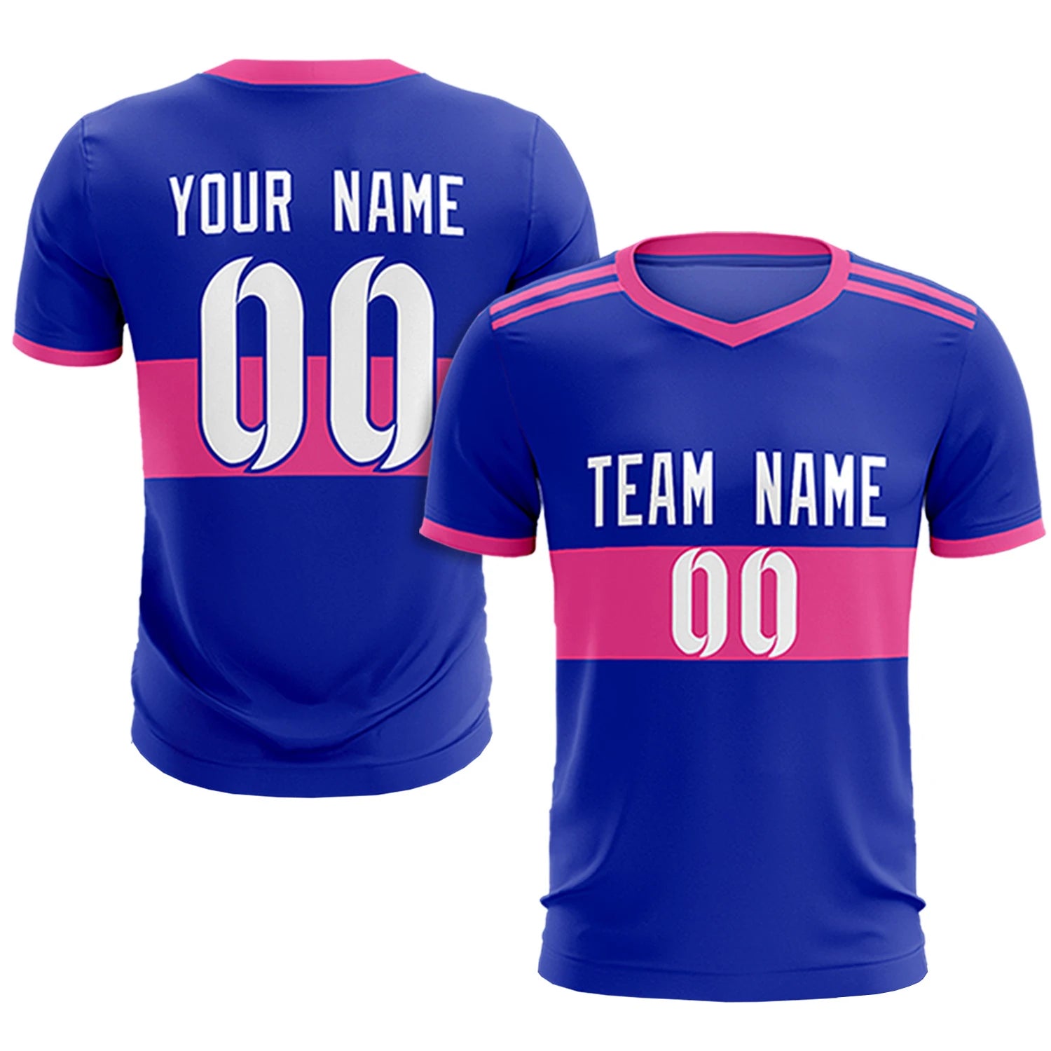 Custom Royal Blue-Pink Breathable Soccer Sets Jersey