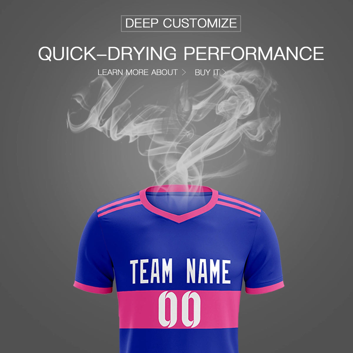 Custom Royal Blue-Pink Breathable Soccer Sets Jersey