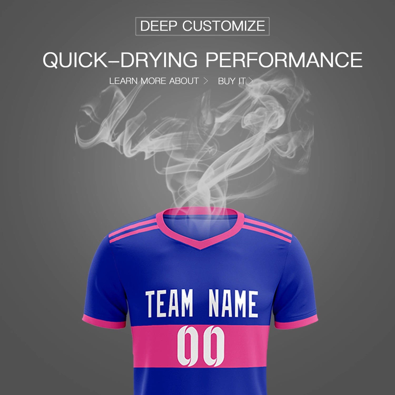 Custom Royal Blue-Pink Breathable Soccer Sets Jersey