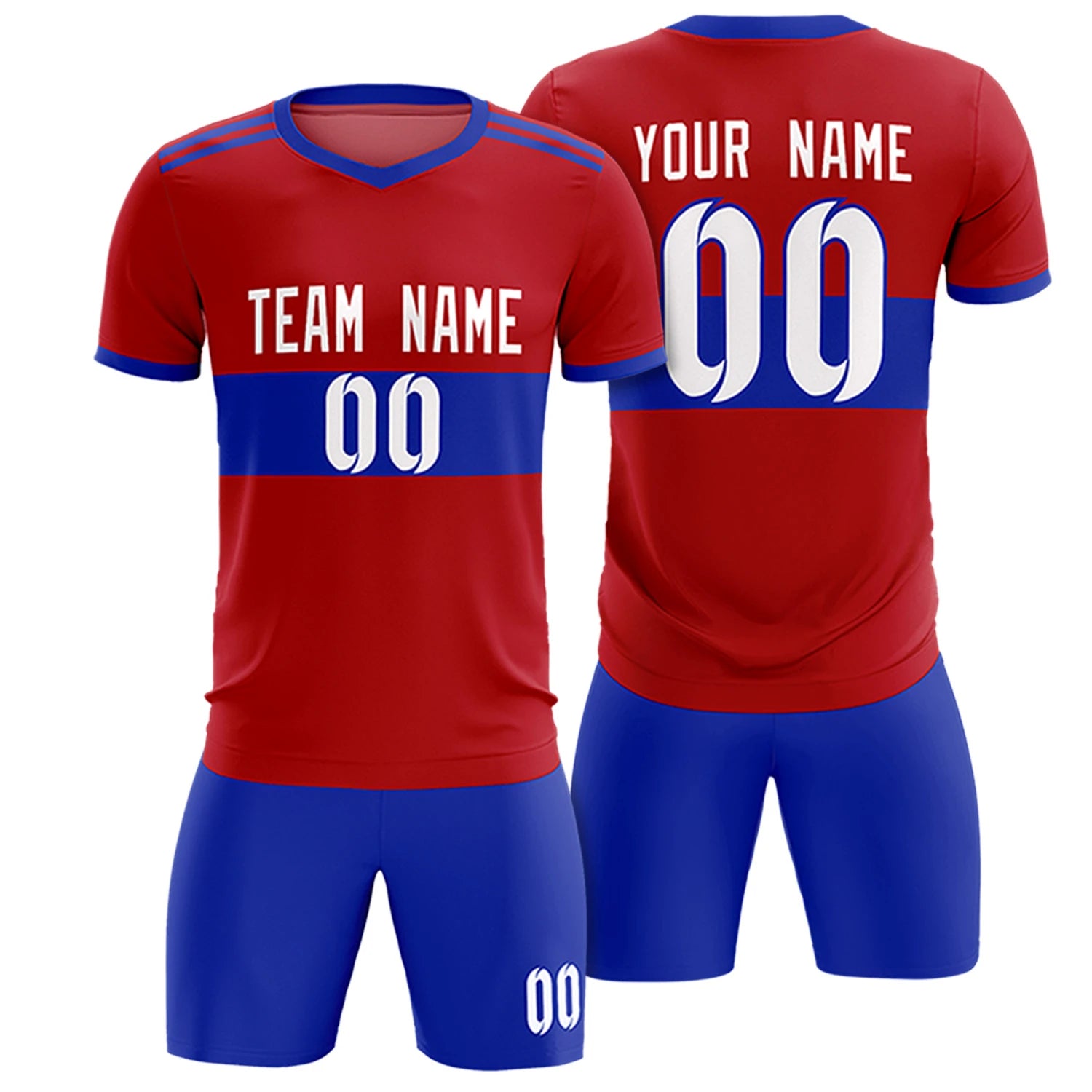 Custom Red-Royal Blue Breathable Soccer Sets Jersey