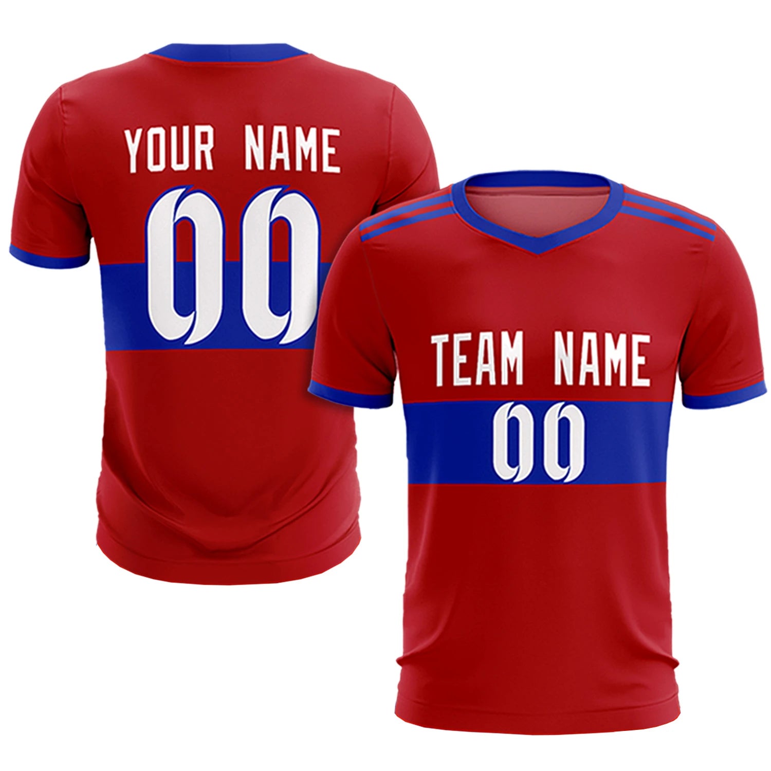 Custom Red-Royal Blue Breathable Soccer Sets Jersey