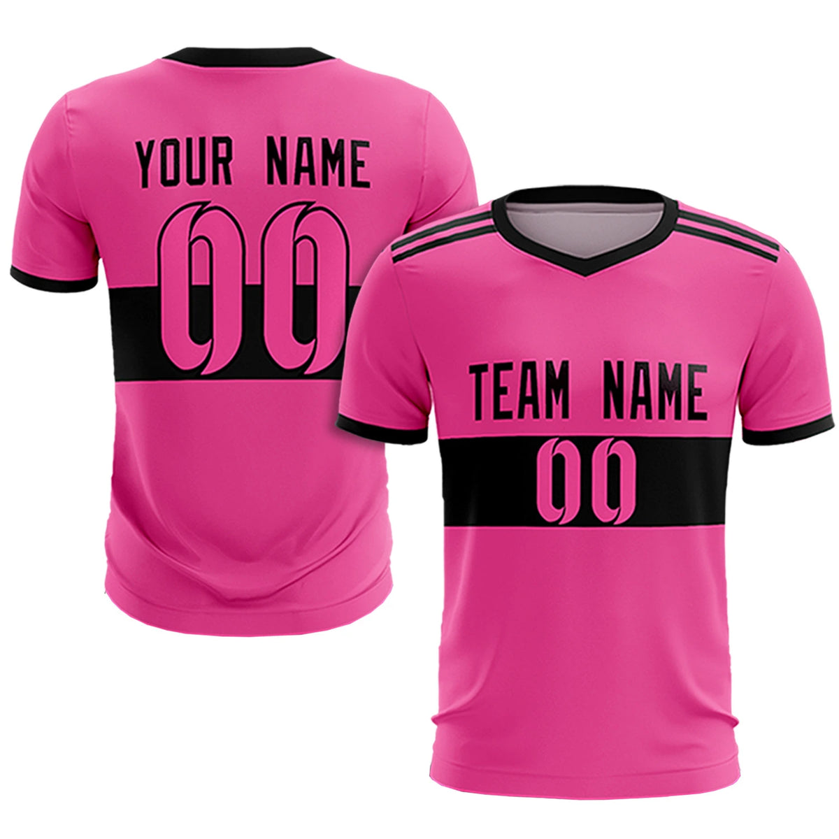 Custom Pink Black Breathable Soccer Sets Jersey