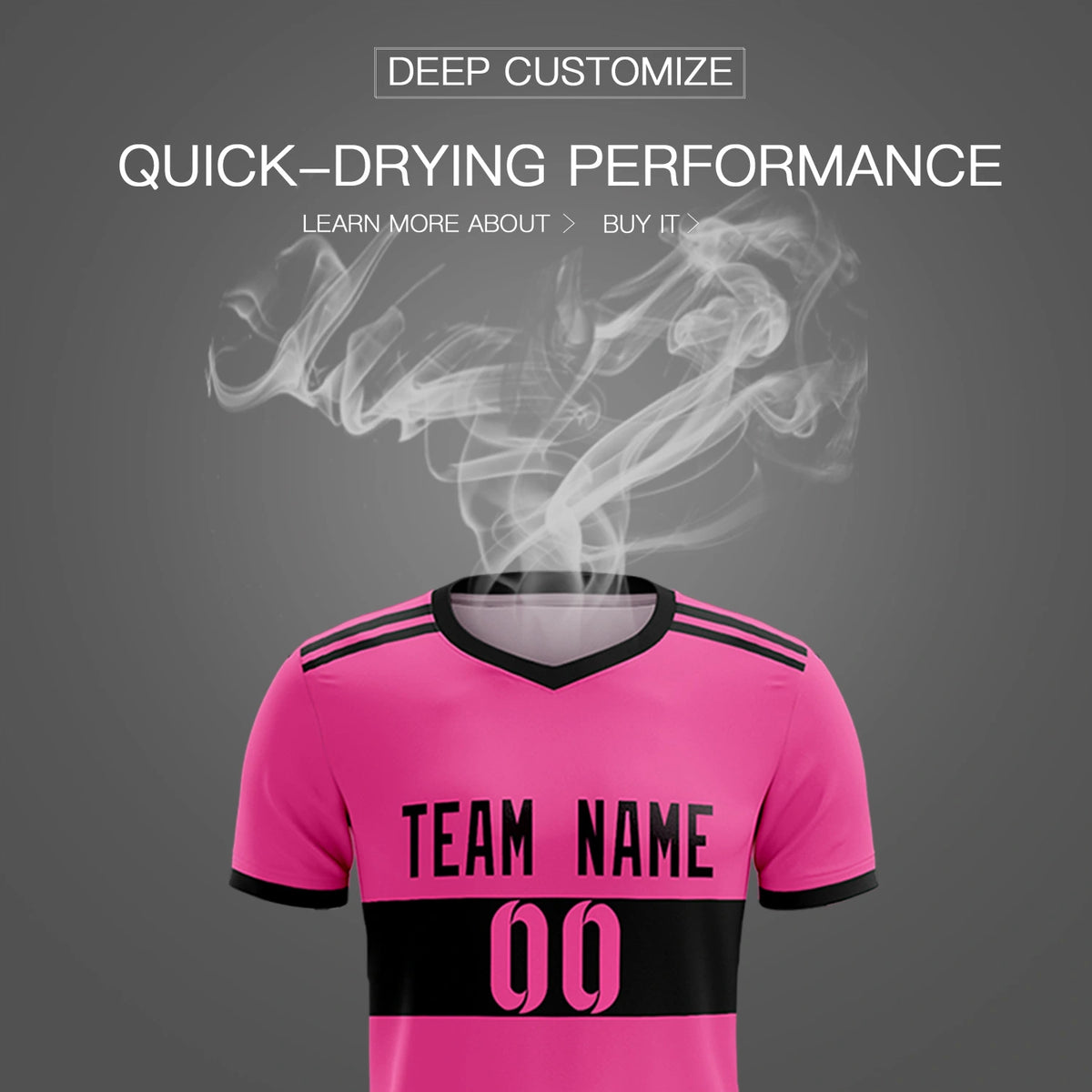 Custom Pink Black Breathable Soccer Sets Jersey