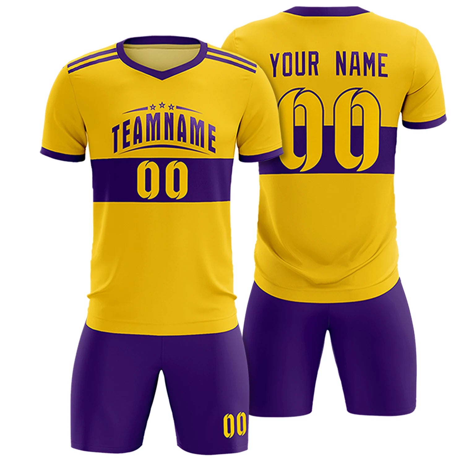 Custom Gold 01-Purple Breathable Soccer Sets Jersey