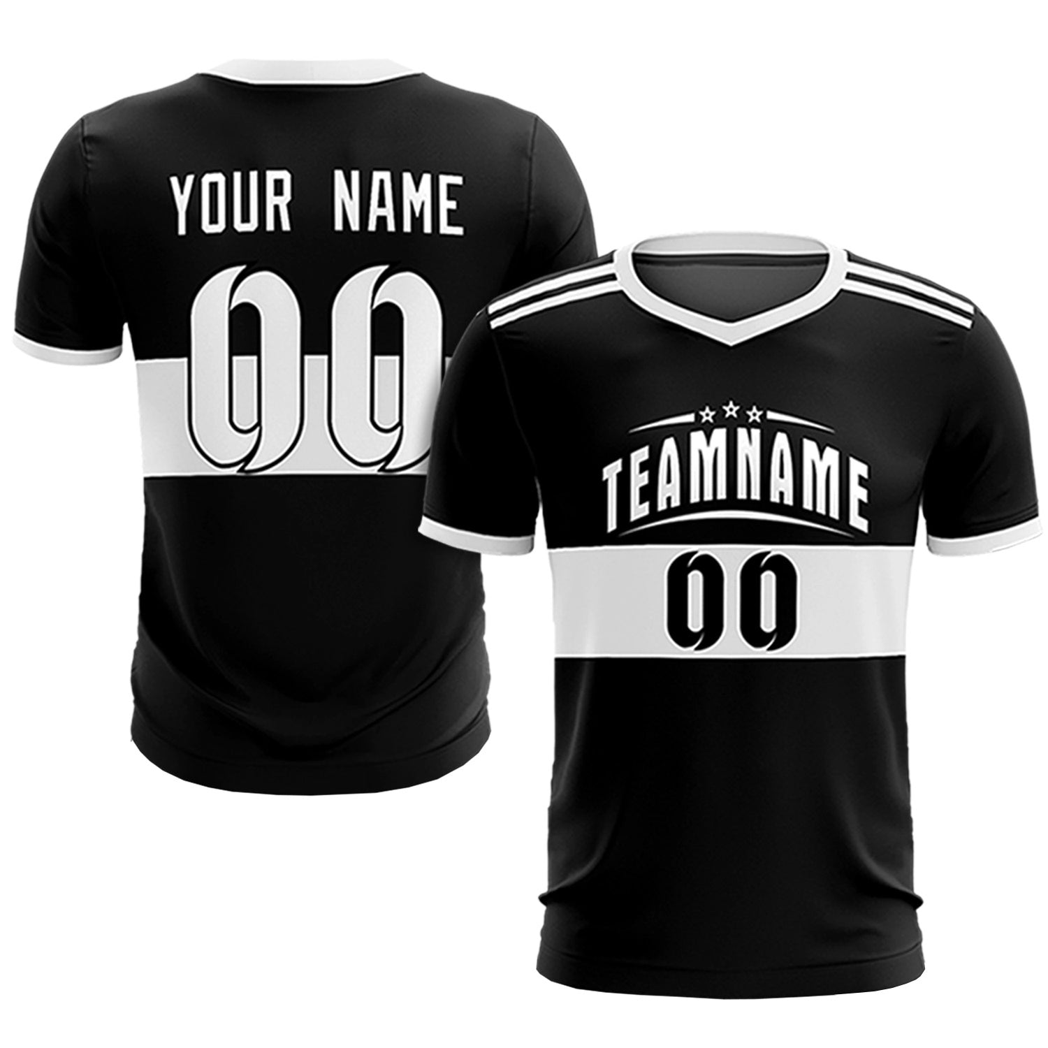 Custom Black White Breathable Soccer Sets Jersey