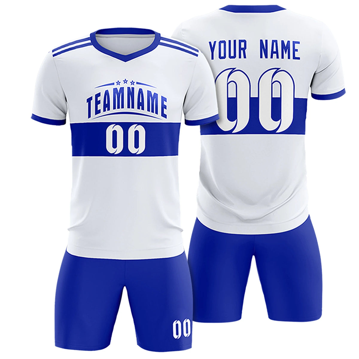 Custom White-Royal Blue Breathable Soccer Sets Jersey