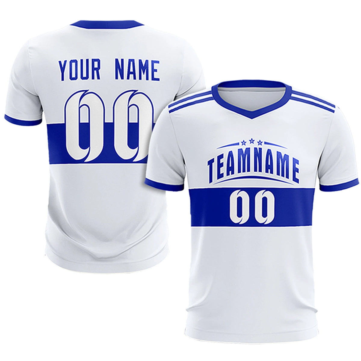 Custom White-Royal Blue Breathable Soccer Sets Jersey