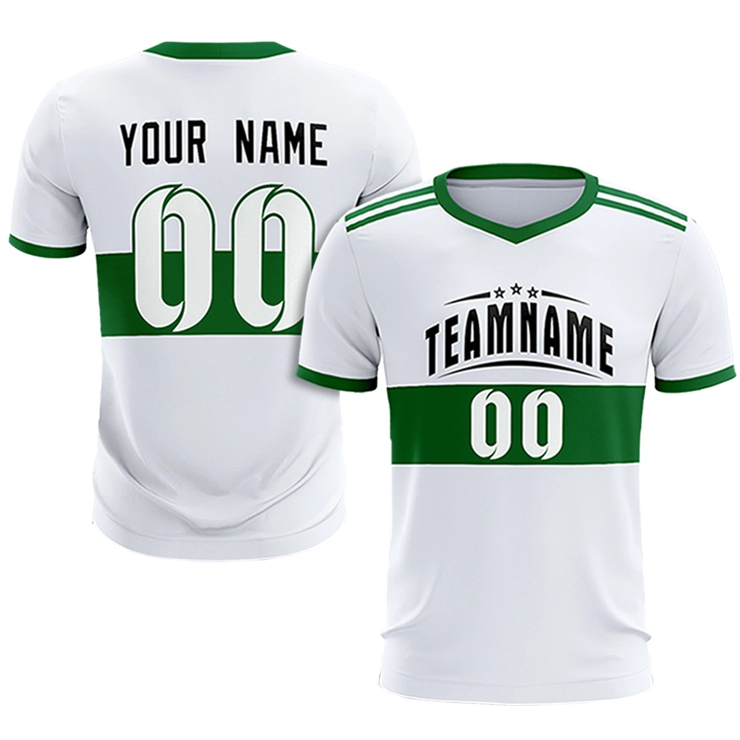 Custom White-Kelly Green Breathable Soccer Sets Jersey