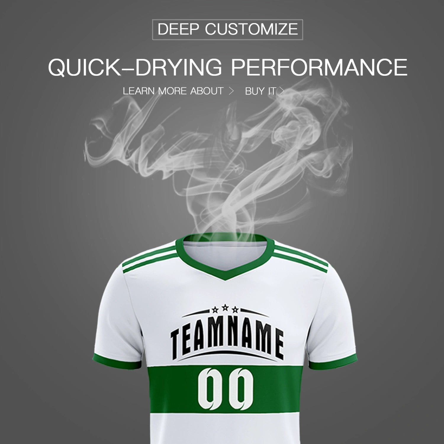 Custom White-Kelly Green Breathable Soccer Sets Jersey