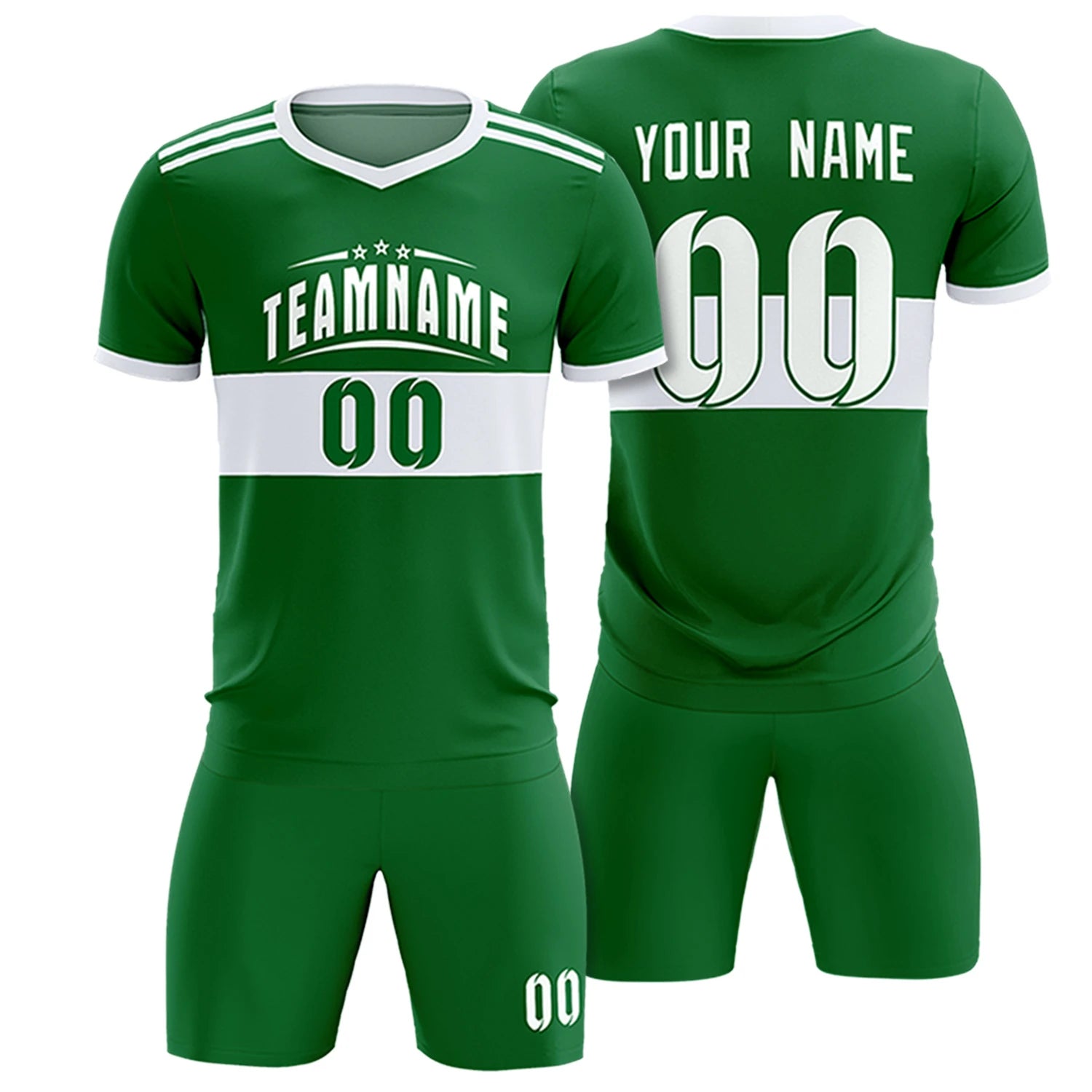 Custom Kelly Green-White Breathable Soccer Sets Jersey