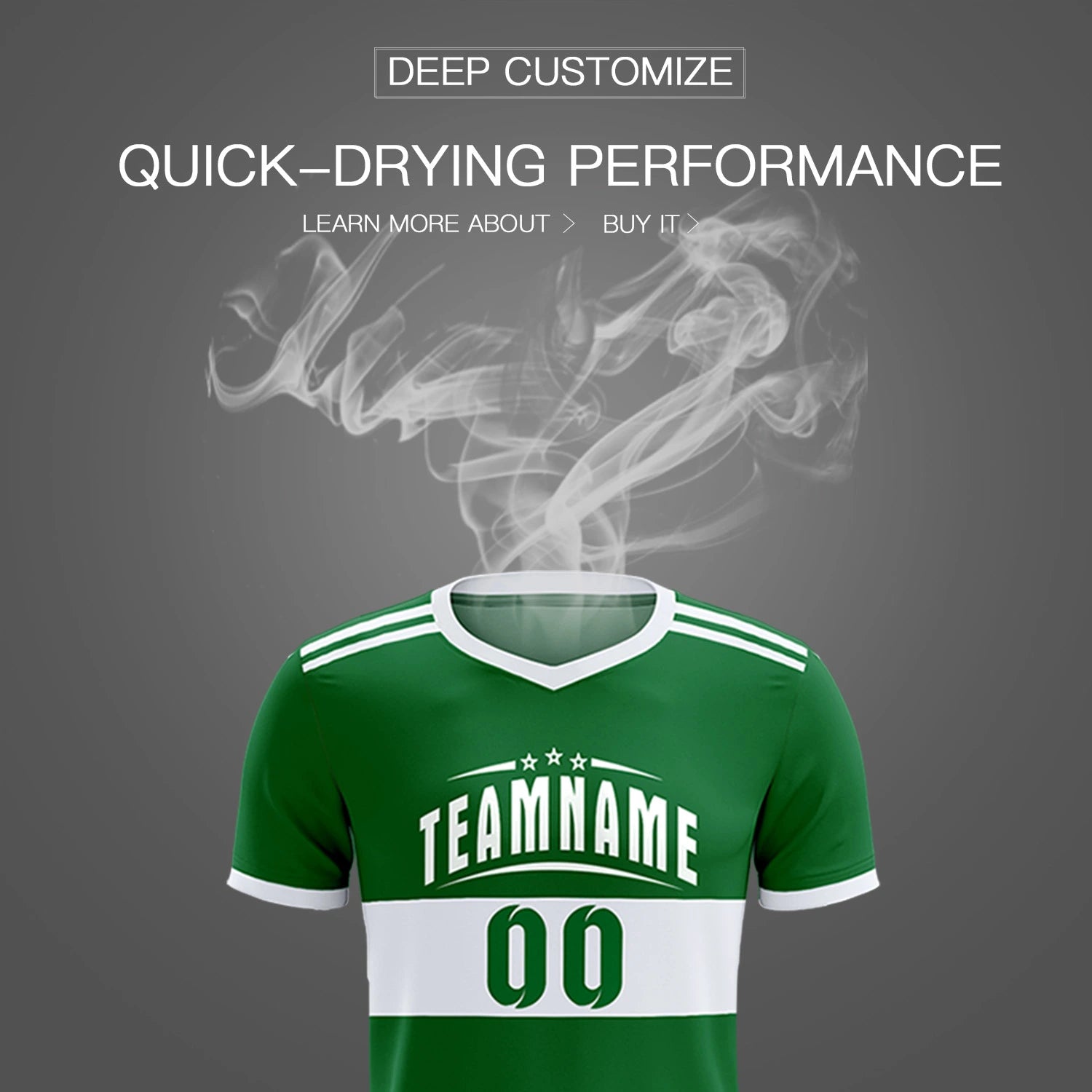 Custom Kelly Green-White Breathable Soccer Sets Jersey