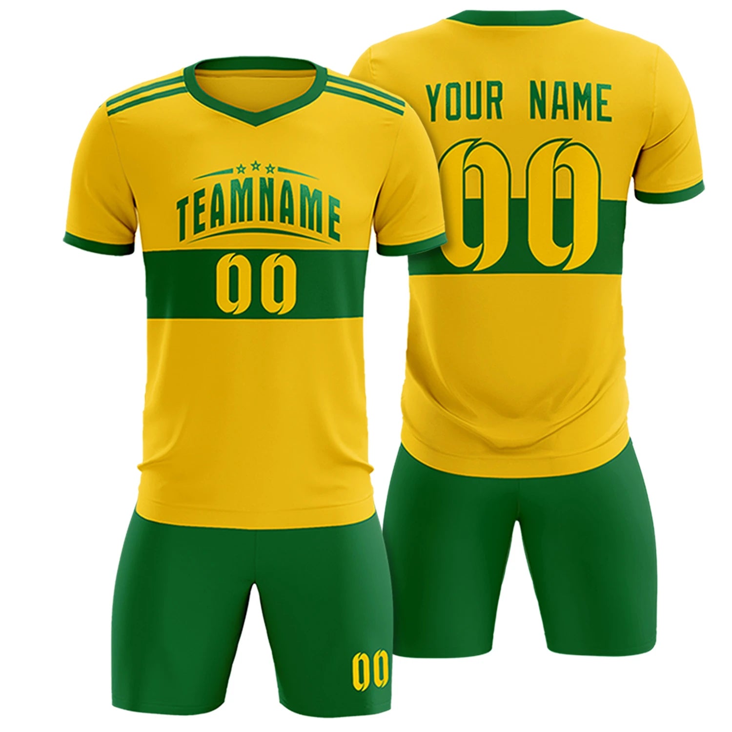 Custom Gold 01-Kelly Green Breathable Soccer Sets Jersey