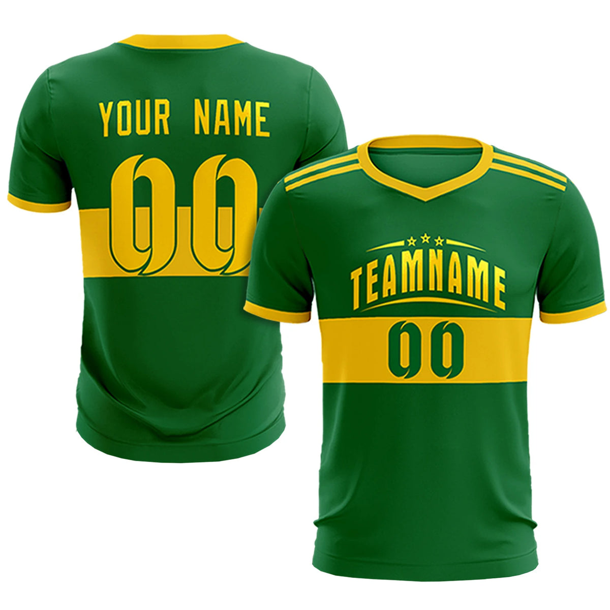 Custom Kelly Green-Gold 01 Breathable Soccer Sets Jersey