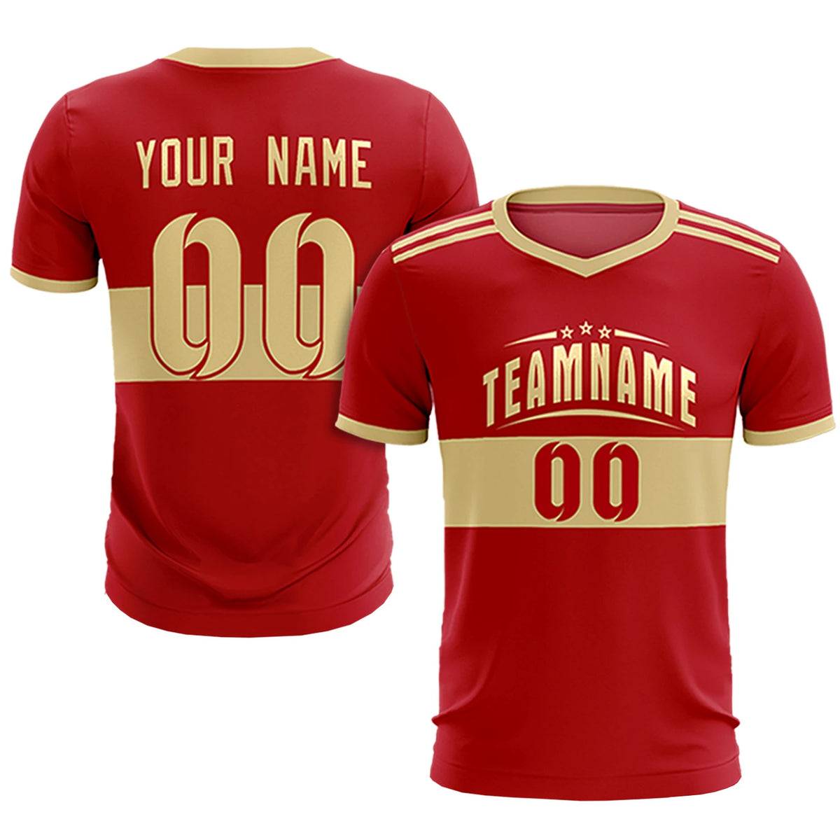 Custom Red Khaki Breathable Soccer Sets Jersey