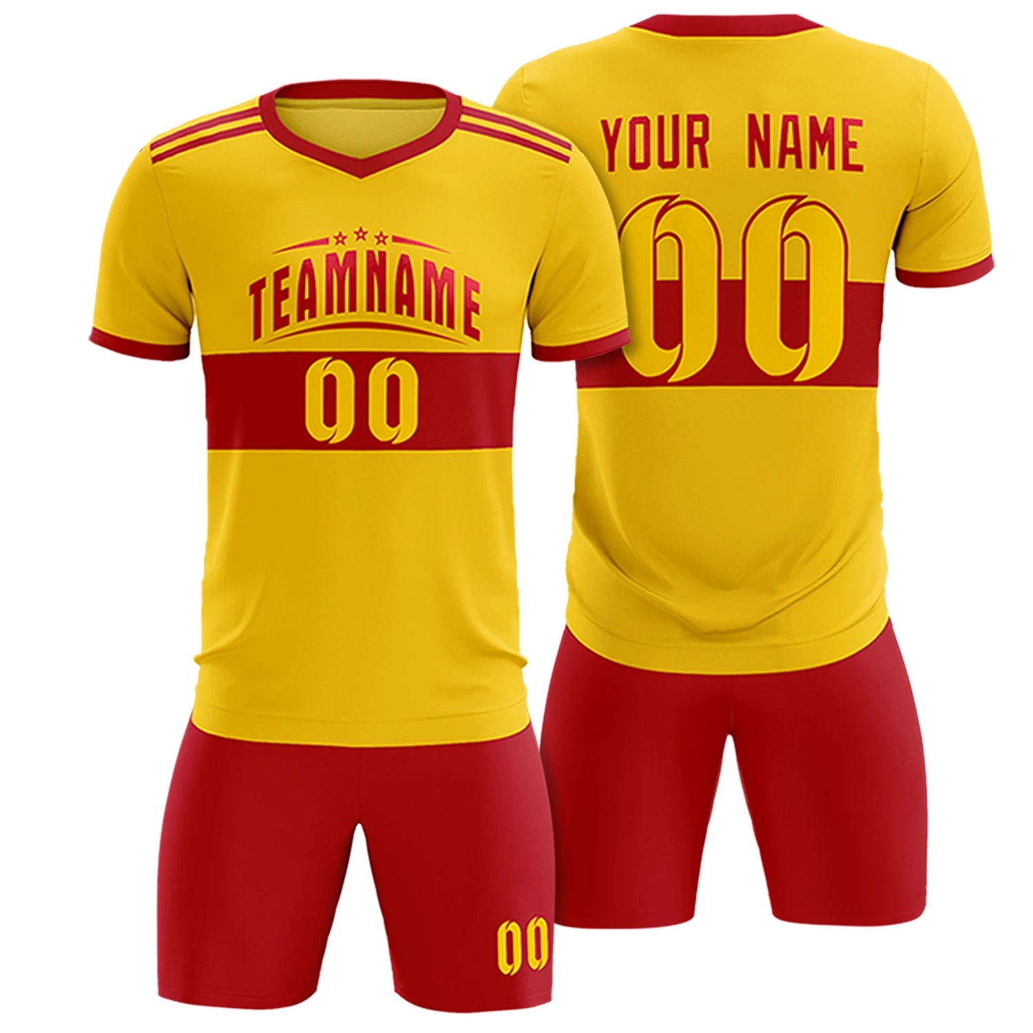 Custom Gold01 Red Breathable Soccer Sets Jersey