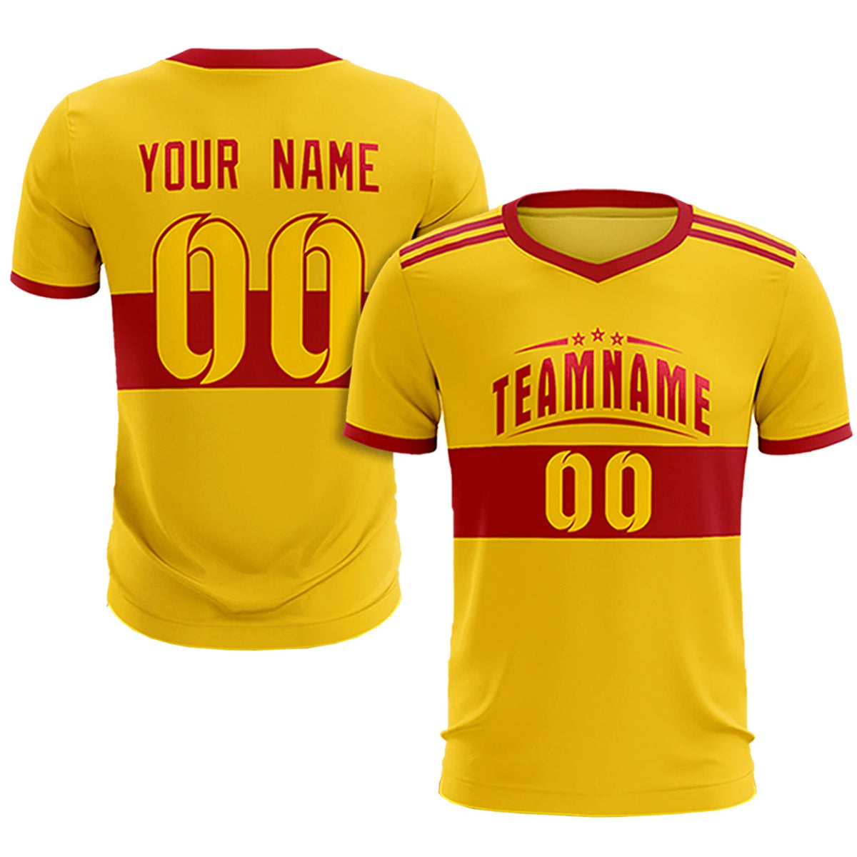 Custom Gold01 Red Breathable Soccer Sets Jersey