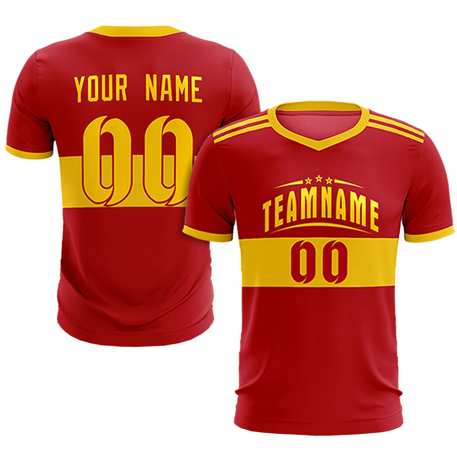 Custom Red Gold01 Breathable Soccer Sets Jersey