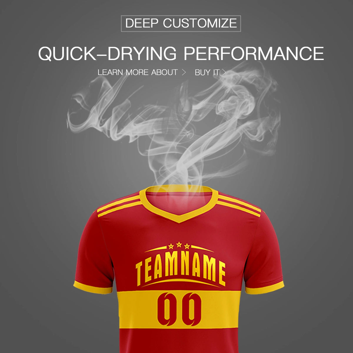 Custom Red Gold01 Breathable Soccer Sets Jersey