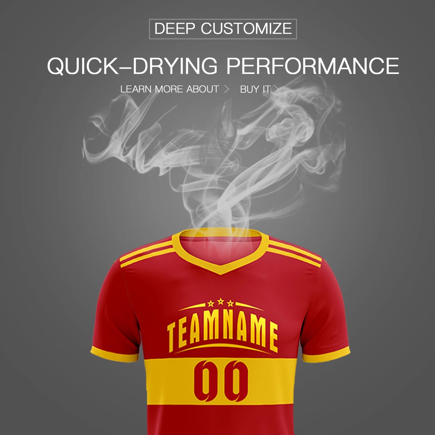 Custom Red Gold01 Breathable Soccer Sets Jersey