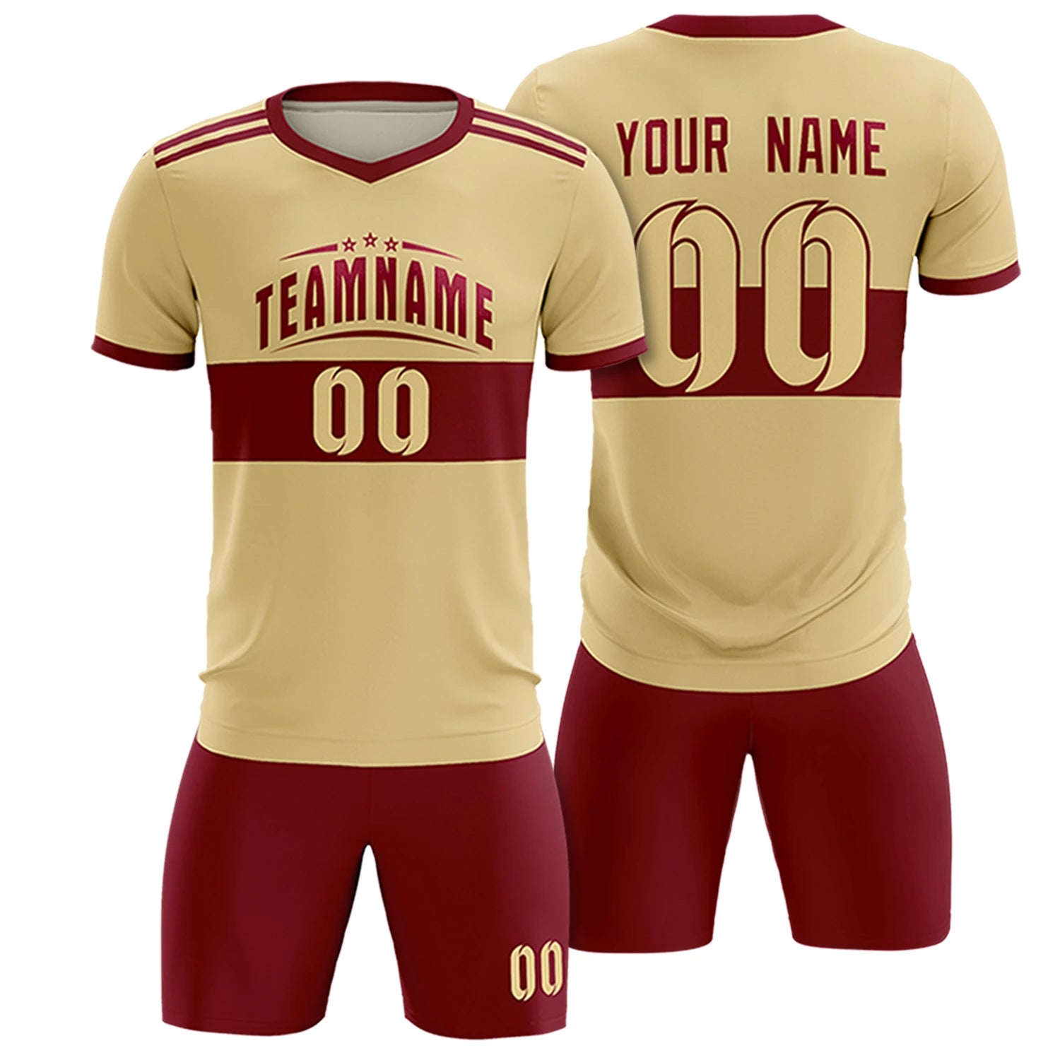 Custom Khaki Crimson Breathable Soccer Sets Jersey