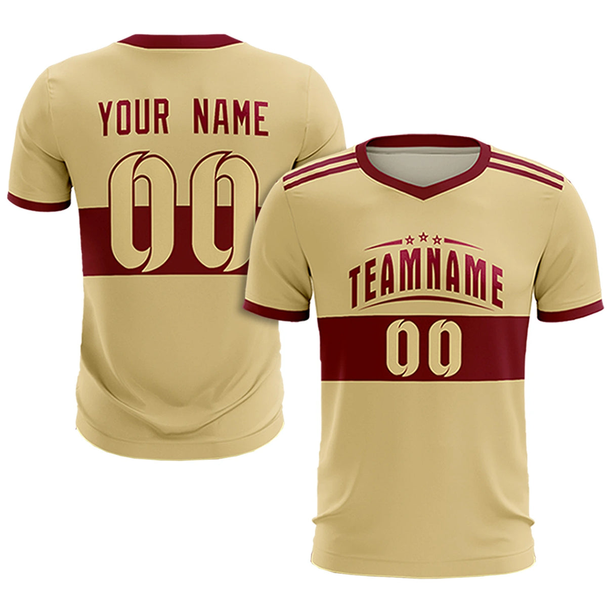 Custom Khaki Crimson Breathable Soccer Sets Jersey