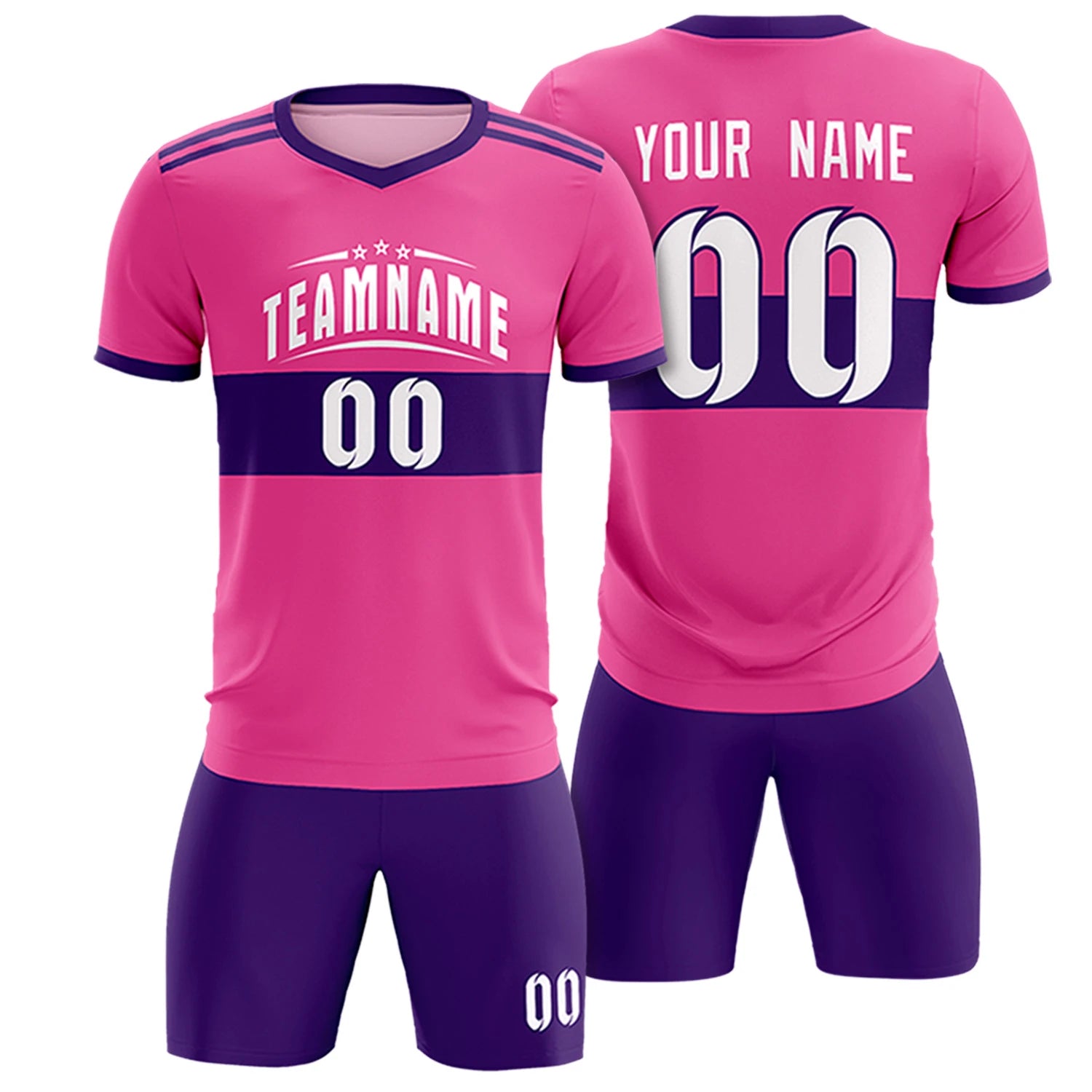 Custom Pink Purple Breathable Soccer Sets Jersey