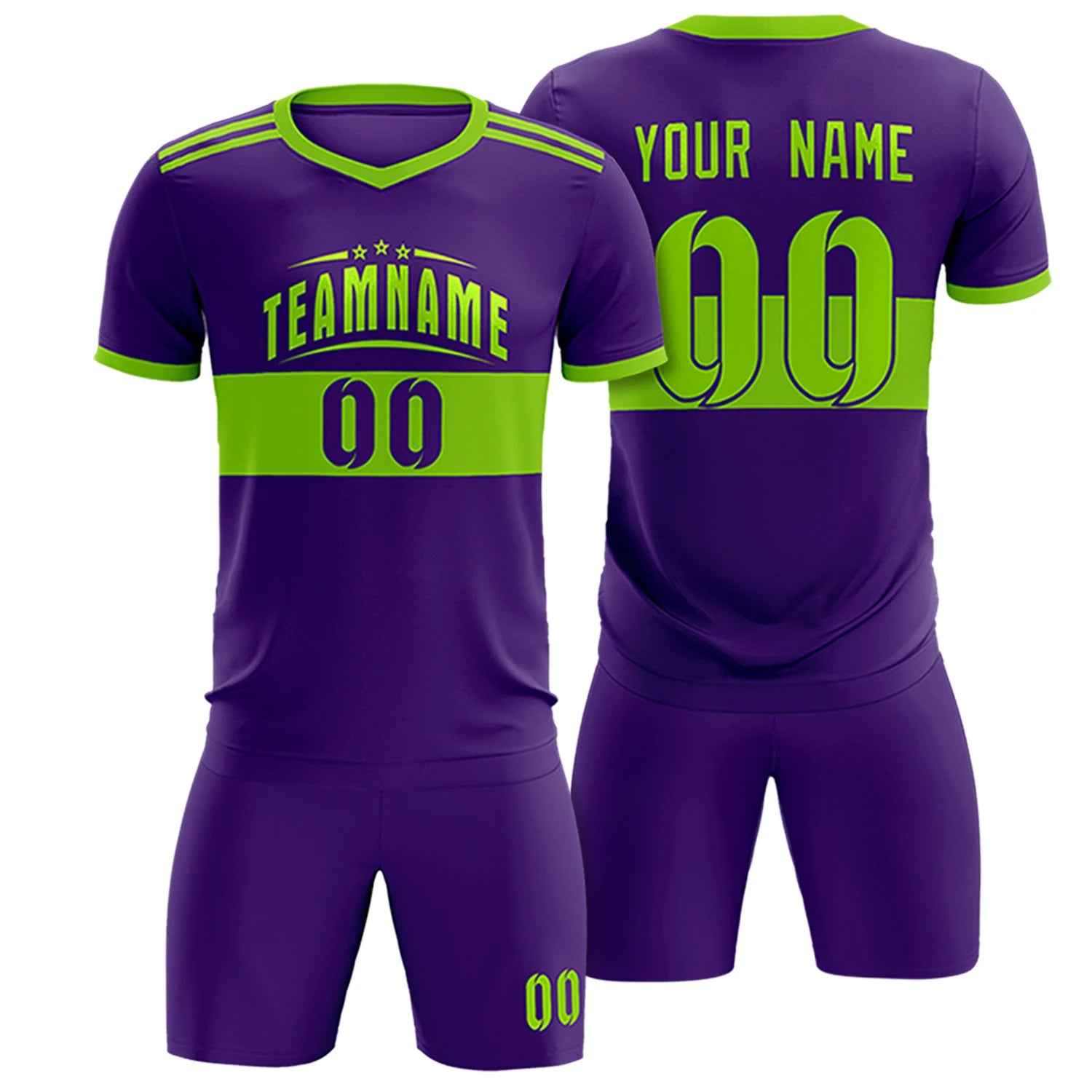 Custom Purple-Neon Green Breathable Soccer Sets Jersey