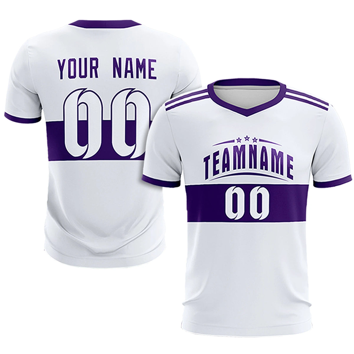 Custom White Purple Breathable Soccer Sets Jersey