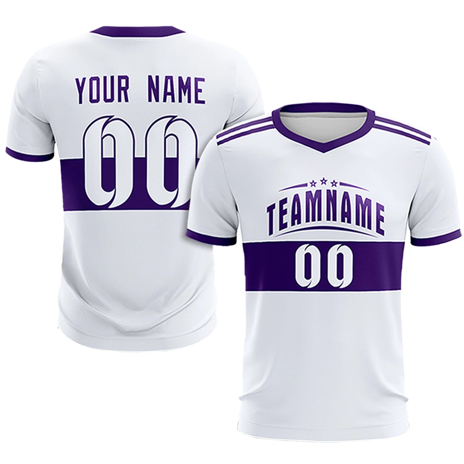 Custom White Purple Breathable Soccer Sets Jersey