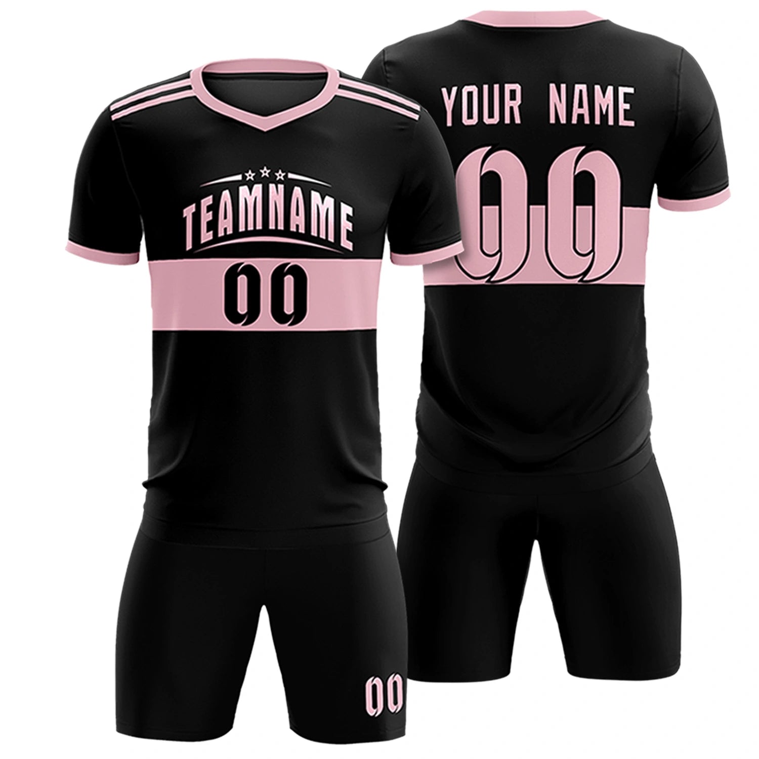 Custom Black-Light Pink Breathable Soccer Sets Jersey