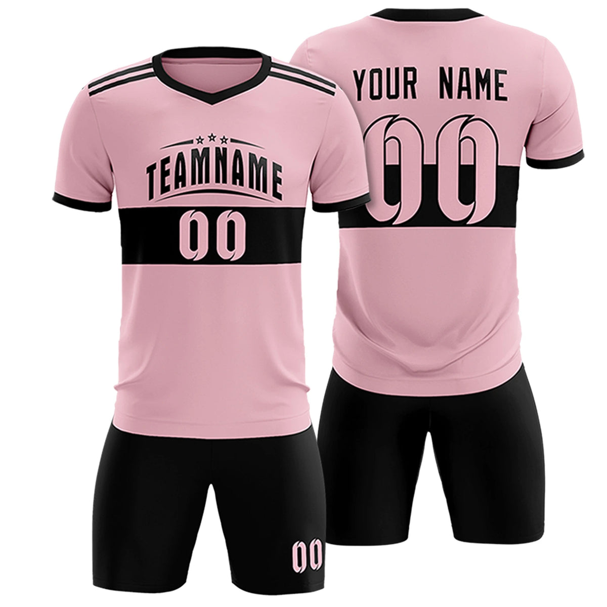 Custom Light Pink-Black Breathable Soccer Sets Jersey