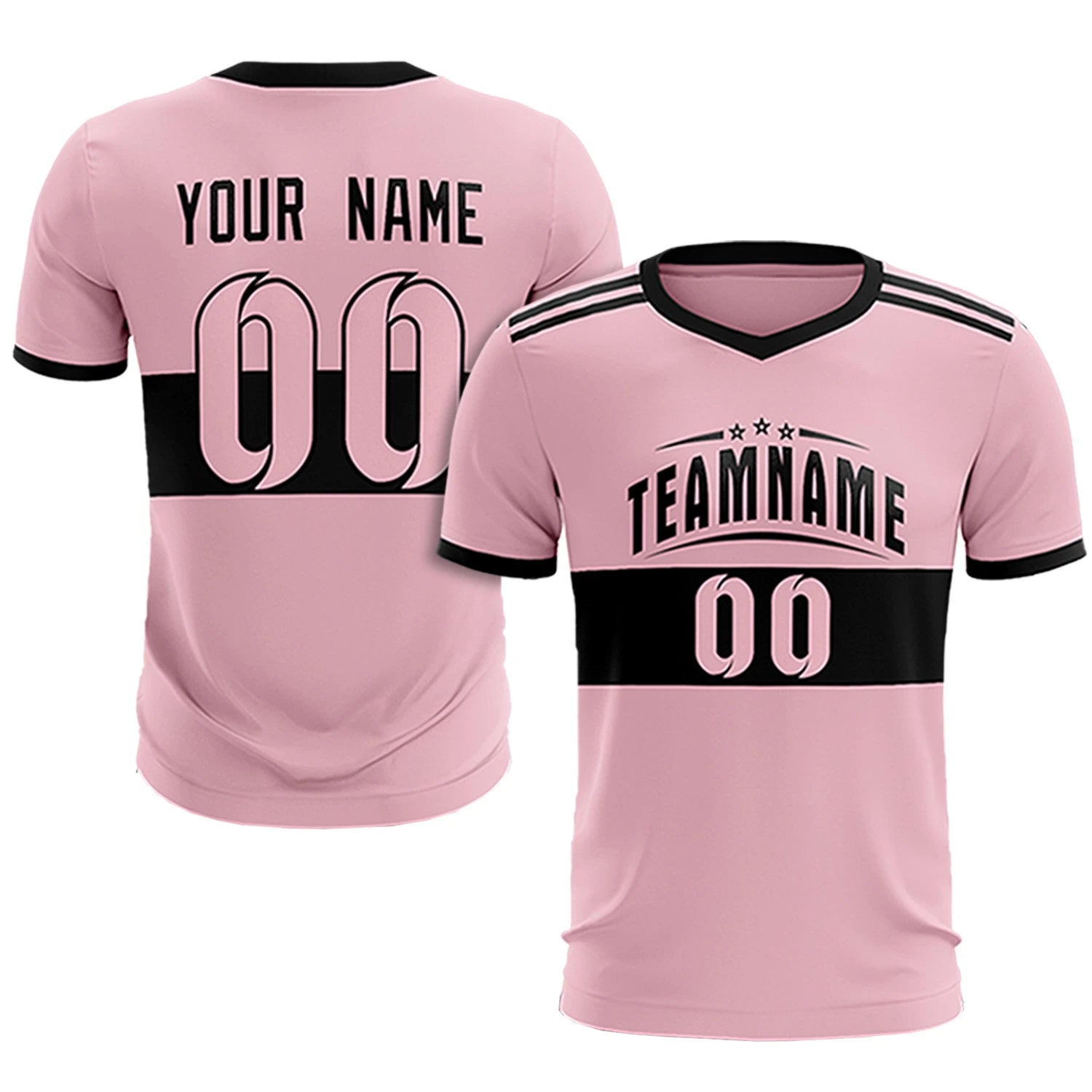 Custom Light Pink-Black Breathable Soccer Sets Jersey