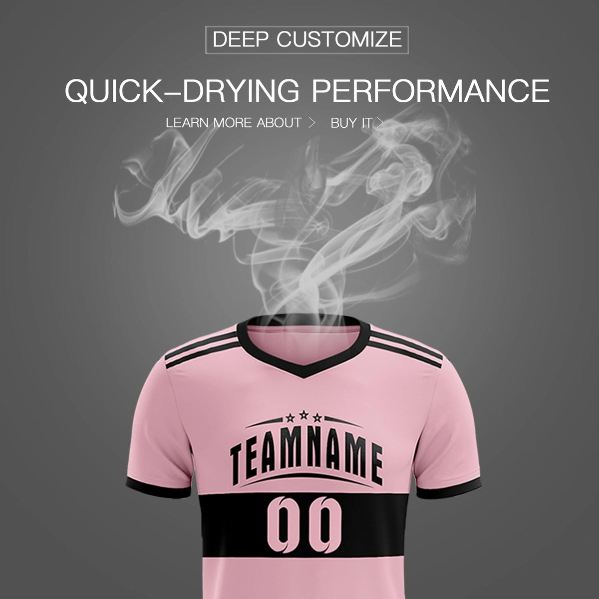 Custom Light Pink-Black Breathable Soccer Sets Jersey