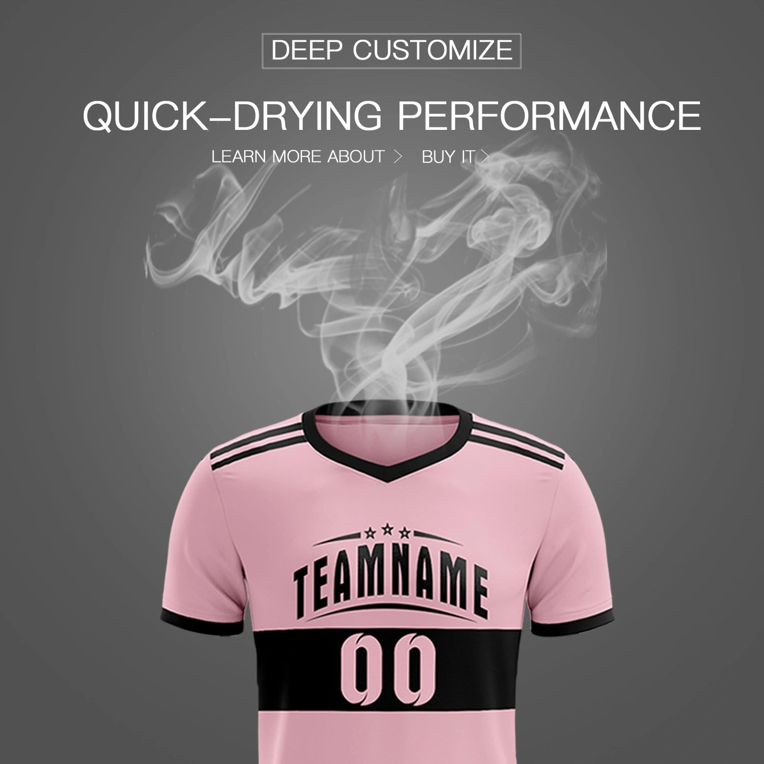 Custom Light Pink-Black Breathable Soccer Sets Jersey