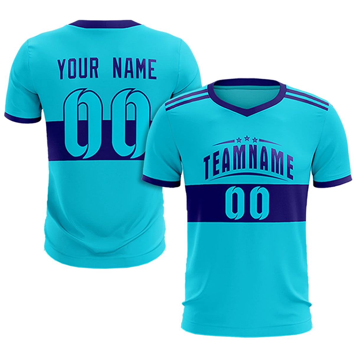 Custom Sky Blue-Black Breathable Soccer Sets Jersey