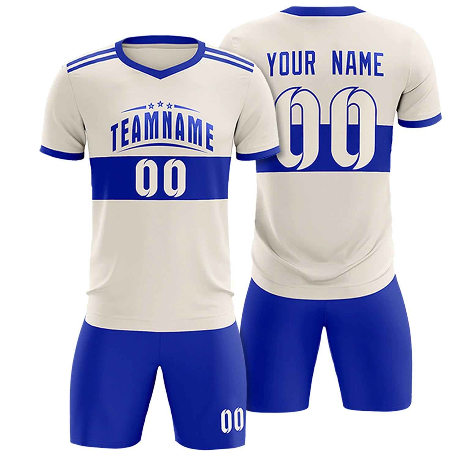 Custom Khaki-Royal Blue Breathable Soccer Sets Jersey