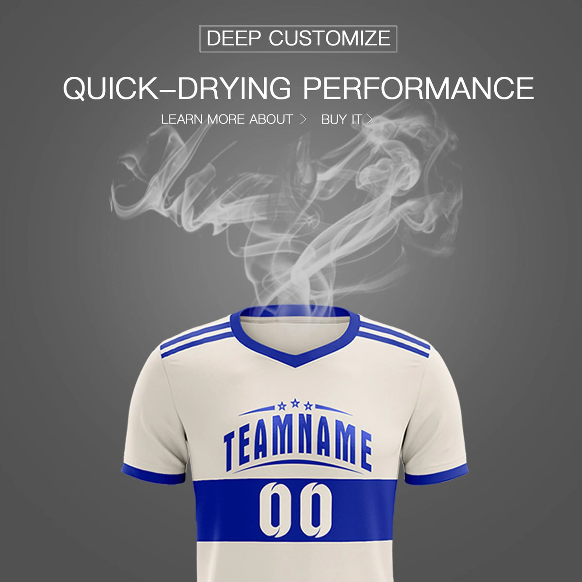 Custom Khaki-Royal Blue Breathable Soccer Sets Jersey