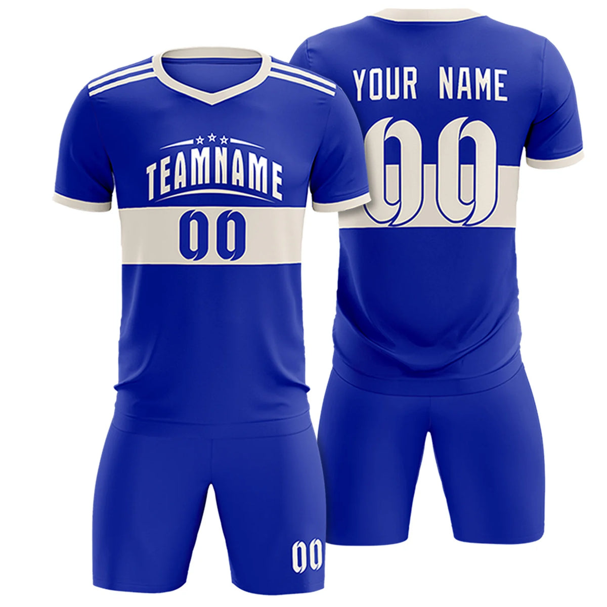 Custom Royal Blue-Khaki Breathable Soccer Sets Jersey
