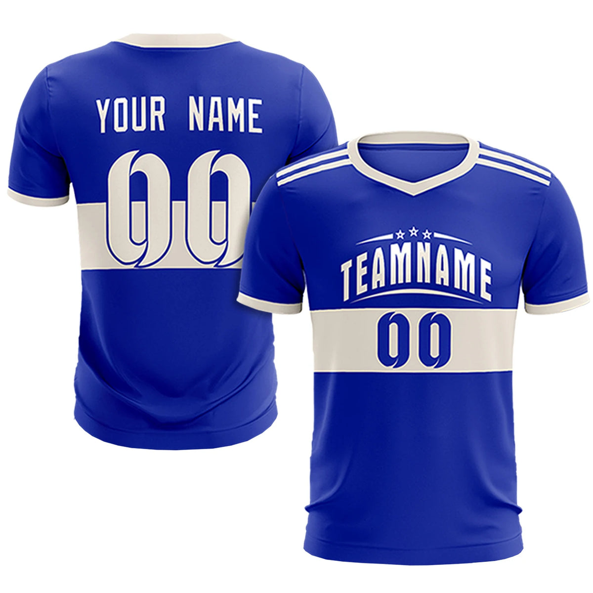 Custom Royal Blue-Khaki Breathable Soccer Sets Jersey