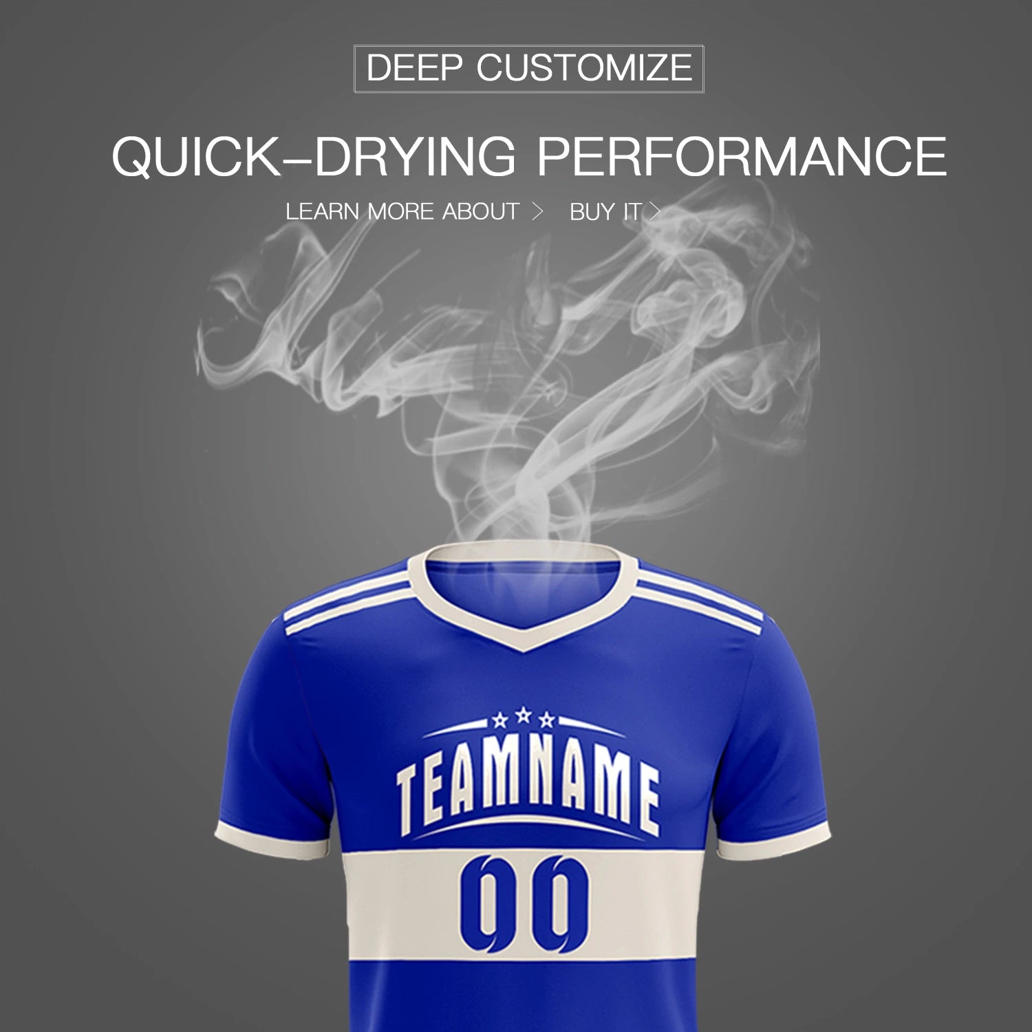 Custom Royal Blue-Khaki Breathable Soccer Sets Jersey