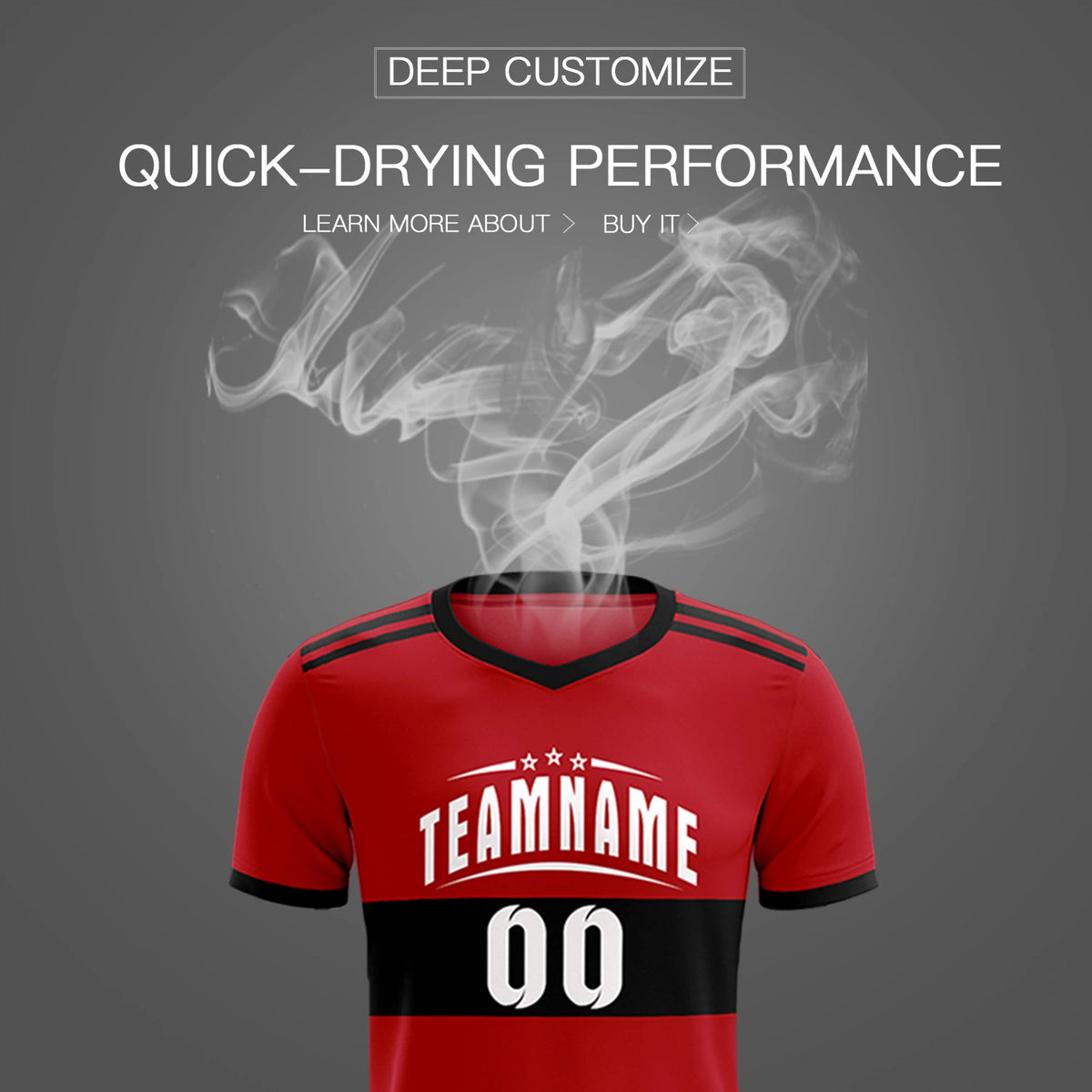 Custom Red Black Breathable Soccer Sets Jersey