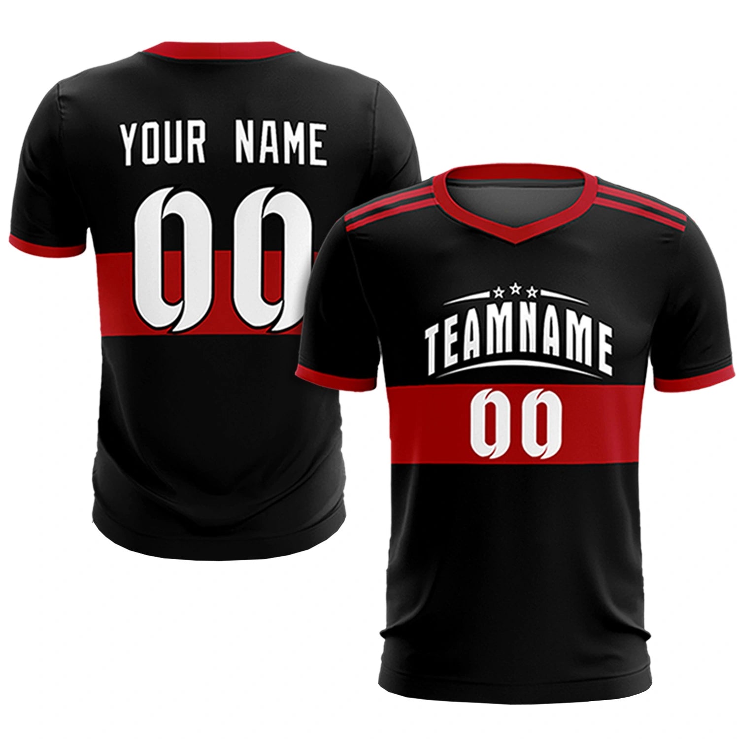 Custom Black Black Breathable Soccer Sets Jersey