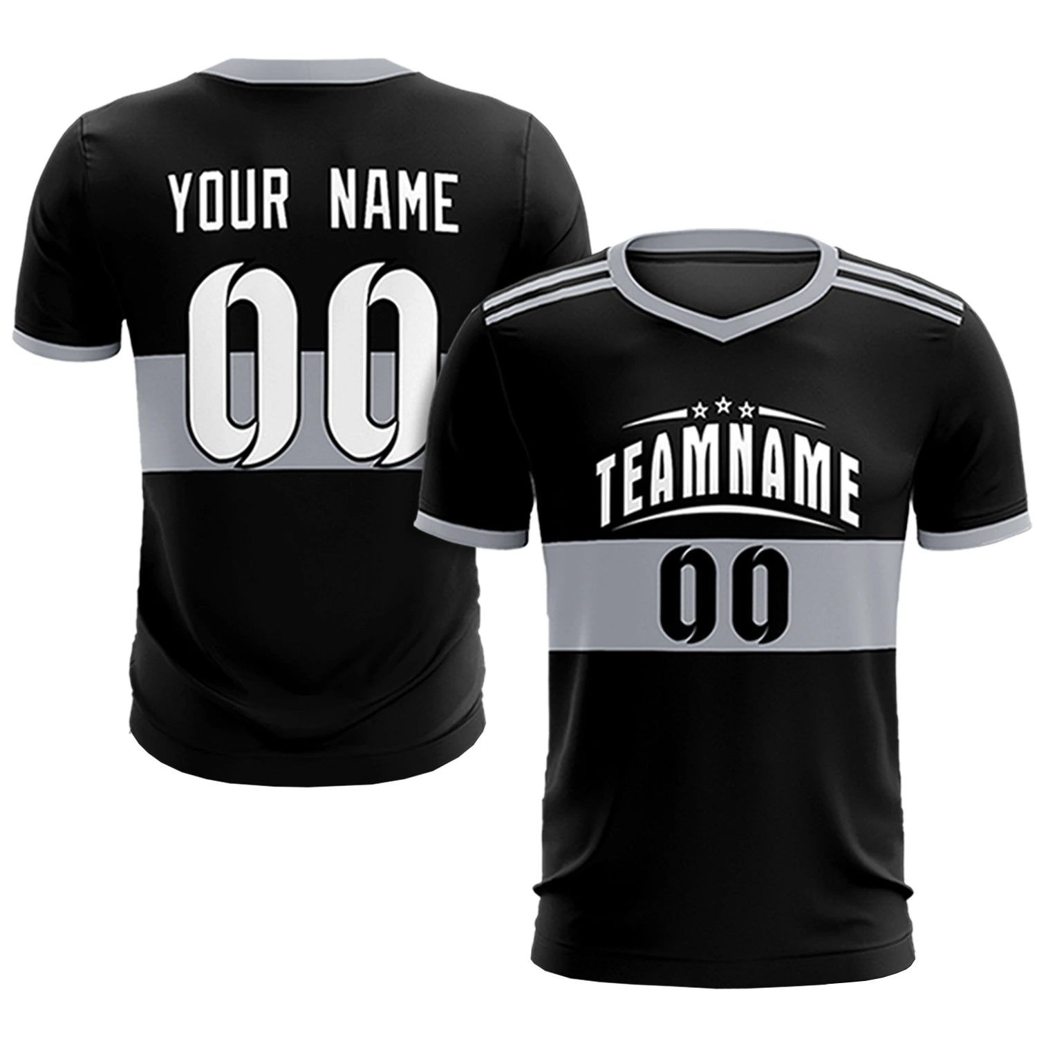 Custom Black Gray Breathable Soccer Sets Jersey