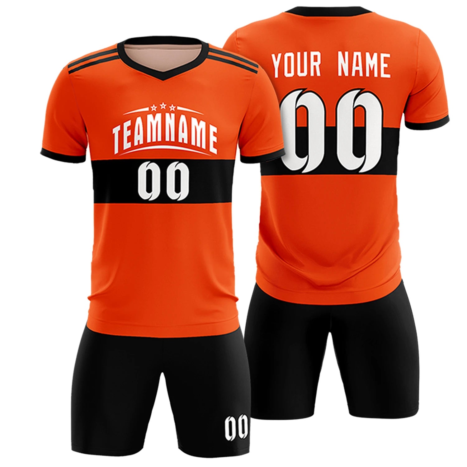 Custom Orange Black Breathable Soccer Sets Jersey
