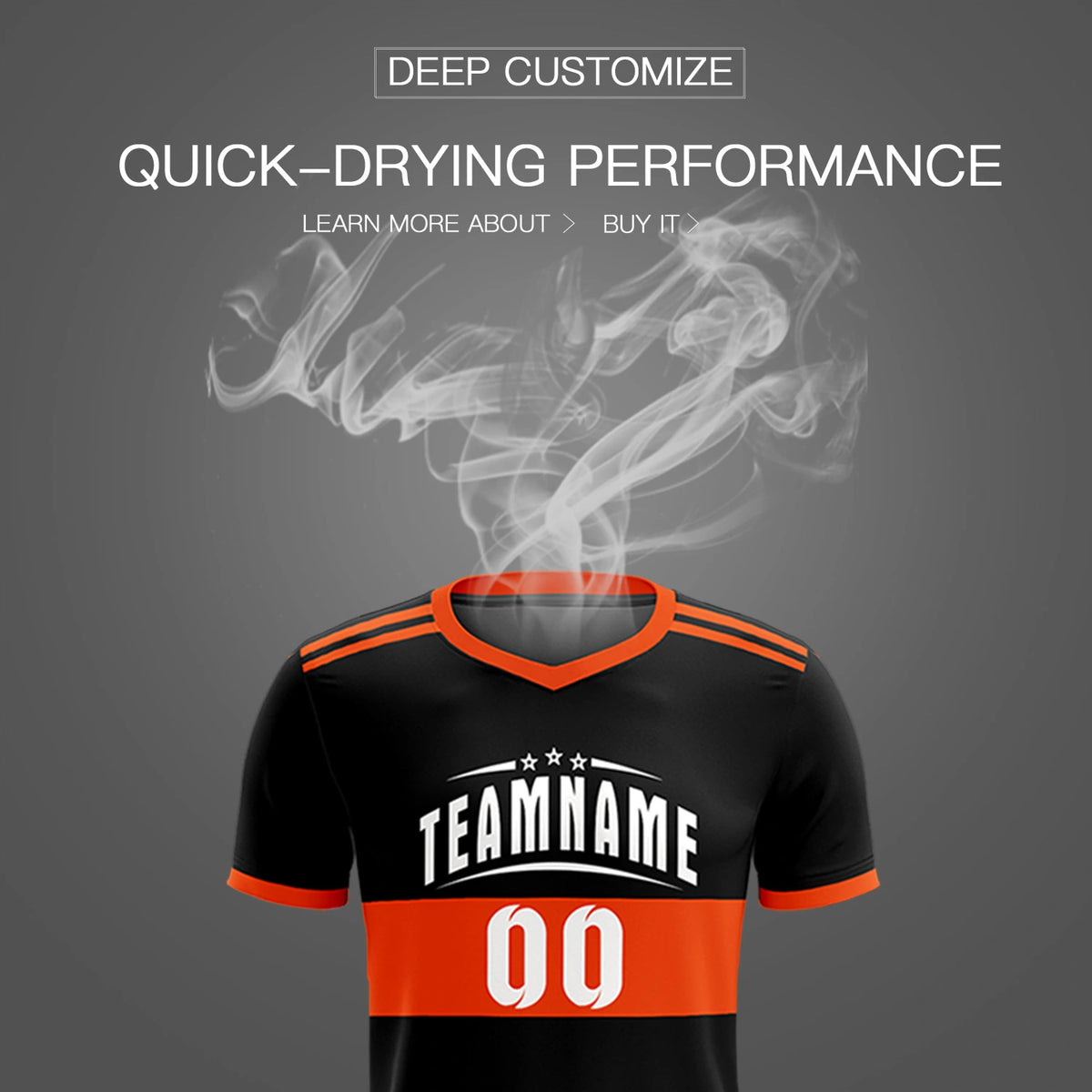 Custom Black Orange Breathable Soccer Sets Jersey